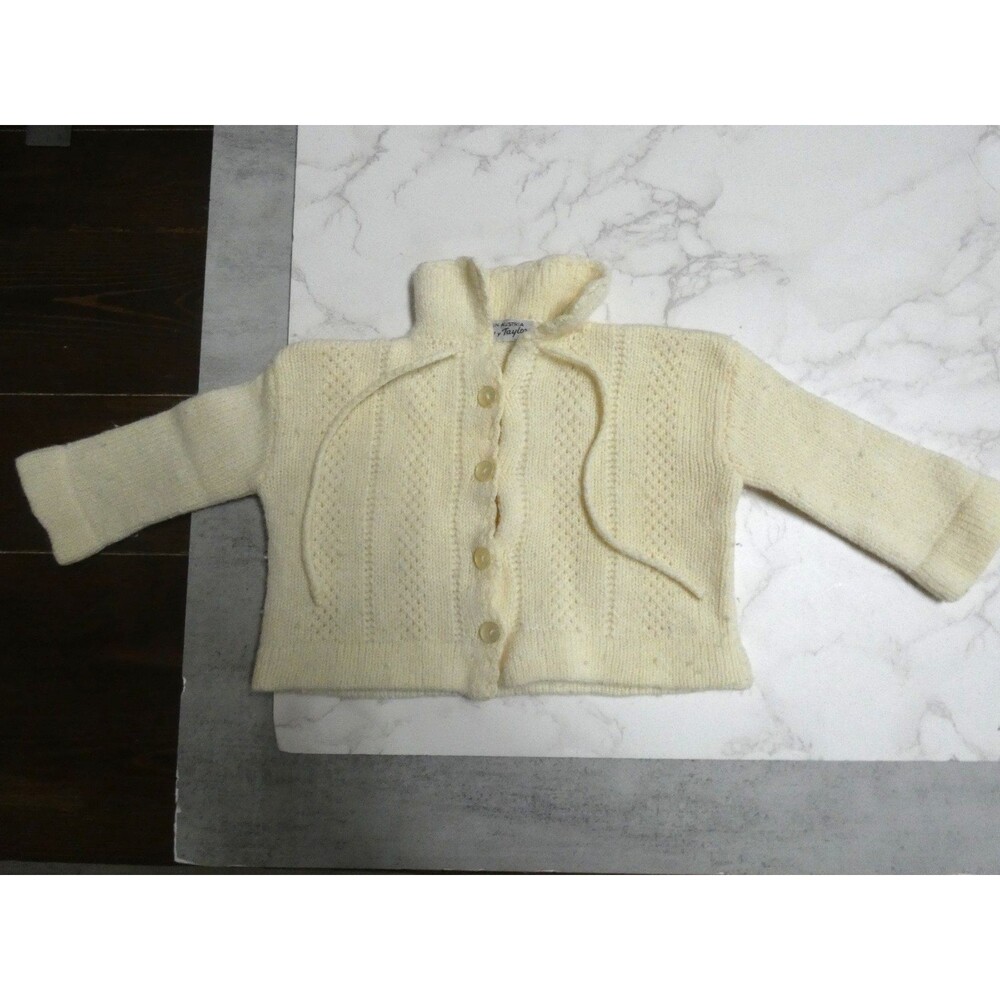 VTG Lord & Taylor Baby 3-6 Months Austria Wool Cardigan Sweater Cream Buttons